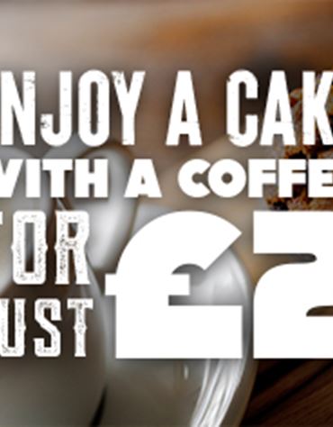 Elevate your hot drink by adding a cake for just £2 extra